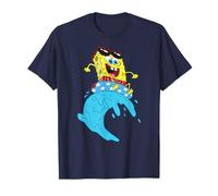 Spongebob Squarepants Rides Wave On USA Stars Inner Tube Maglietta