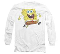 Spongebob Squarepants Running T-Shirt Unisex a Maniche Lunghe, Bianco, M