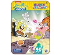 Spongebob Squarepants - Scatola magnetica per creazioni, set da gioco con 2 fogli di magneti Mix & Match Dress Up con scatola di latta. Ottima attività di viaggio per bambini e bambini