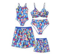 SpongeBob SquarePants Set di costumi da bagno abbinati per famiglie, UPF 50+, ad asciugatura rapida, per ragazze, ragazzi, donne e uomini, multicolore, Blu, 8-9 Anni
