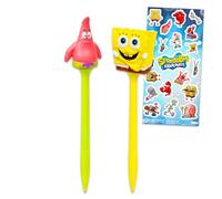 Spongebob Squarepants - Set di penne con 2 penne Spongebob e Patrick e adesivi per bambini, accessori per la scuola, accessori da scrivania per ragazzi e ragazze