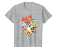 Spongebob Squarepants The Whole Gang Maglietta, Bambini, Grigio Melange, 3 Anni