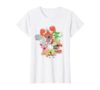 Spongebob Squarepants The Whole Gang Maglietta, Donna, Bianco, L