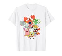 Spongebob Squarepants The Whole Gang Maglietta, Uomo, Bianco, 3XL