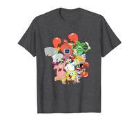 Spongebob Squarepants The Whole Gang Maglietta, Uomo, Grigio Scuro, 3XL