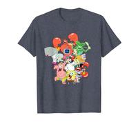 Spongebob Squarepants The Whole Gang Maglietta, Uomo, Pervinca, 4XL