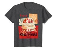 Spongebob Squarepants Try A Krabby Patty At The Krusty Krab Maglietta, Bambini, Grigio Scuro, 10 Anni