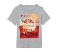Spongebob Squarepants Try A Krabby Patty At The Krusty Krab Maglietta, Donna Plus-Size, Grigio Melange, 4X