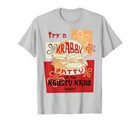 Spongebob Squarepants Try A Krabby Patty At The Krusty Krab Maglietta, Uomo, Argento, XL