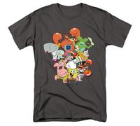 SpongeBob SquarePants - Tutta La Gang - T-Shirt Uomo Cotone Charcoal S-5XL
