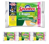 Spontex Doppiouso, Spugna Vegetale Assorbente, Anti Grasso, 2 Unità (Confezione da 4)