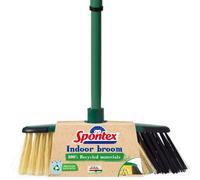 Spontex Eco Green Scopa Indoor, per interni in materiali riciclati al 100%, con manico telescopico, 2 diversi tipi di setole, 19800209
