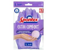 Spontex Extra Comfort, guanti per la casa con morbida fodera in tessuto, ideali per tutti i lavori di pulizia in casa, lavabili a 30 °C, taglia L (8-8,5), 1 paio, viola