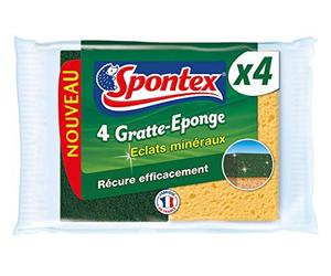 SPONTEX - Gratta di spugna con setole minerali, 4 spugne abrasive verdi con minerali di silice