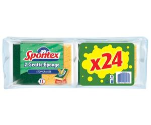 SPONTEX - Gratta-Spugna Stop-Graziosa - 12 confezioni da 2 spugne grattanti verdi anti-grasso - 24 spugne