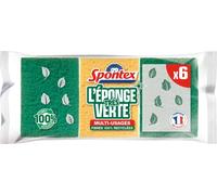 SPONTEX - Grattaspugna molto verde - 6 spugne raschianti verdi - Resistente ed Eco-responsabile - Composte di fibre riciclate al 100%
