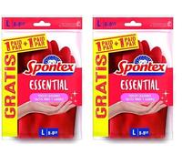 Spontex Guanti Essential 1+1, Taglia L, 4 Unità (Confezione da 2)