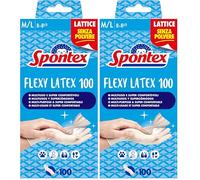 Spontex Guanti in Lattice Flexy Latex x 100 Mapa, Guanti in Lattice, Monouso, 100 Pezzi, Taglia M/L (Confezione da 2)