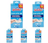 Spontex Guanti in Lattice Flexy Latex x 100 Mapa, Guanti in Lattice, Monouso, 100 Pezzi, Taglia S/M (Confezione da 5)