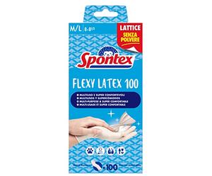 Spontex Guanti in Lattice Flexy Latex x 100 Mapa Spontex, Guanti in Lattice, Monouso, 100 Pezzi, Taglia M/L