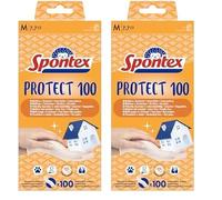 Spontex Guanti Monouso Protect 100, Guanti in Vinile, Ipoallergenici, Senza Polvere e Senza Lattice, Confezione da 200 Pezzi, Taglia M