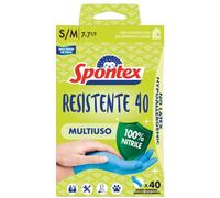 Spontex Guanti Monouso Resistente 40, Guanti in Nitrile Ipoallergenici, 40 Pezzi, Taglia S/M