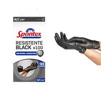 Spontex Guanti Monouso Resistente Black, 100 pezzi, Taglia M/L (8-8,5), Senza Lattice e Senza Polvere, Ottima Resistenza