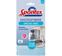 SPONTEX - Microfibra speciale in acciaio inox - Texture 3D non graffiante - Assorbe e fa brillare - Elimina il 99% dei batteri