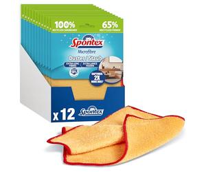 Spontex Microfibre - 12 panni in microfibra con fibre riciclate, riutilizzabili, 12 x 1 pezzo, colore: Giallo