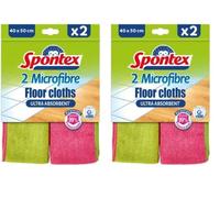 Spontex Microfibre Pavimenti, Panni Pavimenti, Rosa/Verde, 2 Unità (Confezione da 2)