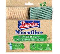 Spontex Microfibre riciclate, panni in microfibra con 55% fibre riciclate, alta assorbenza, multiuso, 30 x 30 cm, confezione da 2