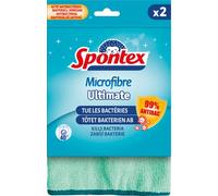 Spontex Microfibre Ultimate - Panni in microfibra, uccidono il 99% di tutti i batteri, per una maggiore freschezza nel panno e una casa igienica (confezione da 2)