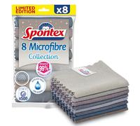 Spontex Panni in microfibra per la pulizia | 8 panni della collezione microfibra | Da usare come spolverini, panni per piatti e asciugamani da cucina | 30 x 30 cm | Colori neutri | Confezione da 8