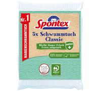 Spontex Panno in spugna Classic Antibac, certificato PEFC, 100% biodegradabile, con protezione antibatterica per una pulizia igienica, confezione da 5