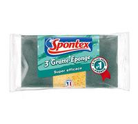 SPONTEX - Raschietto in spugna super efficace, 9 spugne abrasive verdi - 3 confezioni di 3 spugne