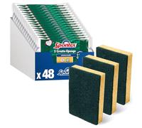 SPONTEX - Raschietto per spugna a lunga durata - 48 spugne raschianti verdi (16 confezioni da 3). Spugne per stoviglie 2 x più resistenti