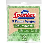 Spontex Panni Spugna Eco, Biodegradabili, Ecologici, Cellulosa/Cotone, Verde, 3 Unità