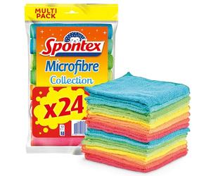 Spontex - Set di 24 panni in microfibra collezione - Lavette multiuso - Elimina il 99% dei batteri - 30 x 30 cm