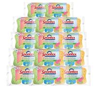 SPONTEX - Spugna Trio Colors - 42 spugne (14 confezioni da 3) assorbenti colorati ergonomici - Altamente assorbente