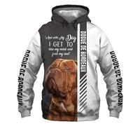 SPONYBORTY Felpe con cappuccio Giacche T-Shirt Cardigan Sottile 3D Dogue de Bordeaux Stampa Pullover Uomo Donna Felpa in poliestere casual Alta Qualità/A2/XL