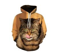 SPONYBORTY Felpe con cappuccio Thin 3D little CAT Print Pullover Felpa casual in poliestere da uomo e da donna Di Alta Qualità/A1/XL
