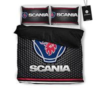 SPONYBORTY Set copripiumino in tre pezzi, morbido e traspirante, biancheria da letto in microfibra stampata in 3D Sca-Nia + 2 federe Corti/B / 135x200cm