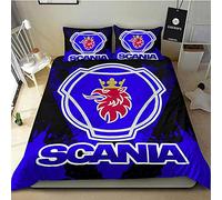 SPONYBORTY Set copripiumino in tre pezzi, morbido e traspirante, biancheria da letto in microfibra stampata in 3D Sca-Nia + 2 federe Corti/E / 135x200cm