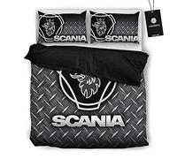 SPONYBORTY Set copripiumino in tre pezzi, morbido e traspirante, biancheria da letto in microfibra stampata in 3D Sca-Nia + 2 federe Corti/C / 240x260cm