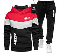 SPONYBORTY Tuta Sportiva da Uomo Maglione + Pantaloni Due Pezzi Cuciture a Tre Colori più Ispessimento in Velluto Tuta da Jogging Felpa con Cappuccio Abbigliamento Sportivo Football/C/S