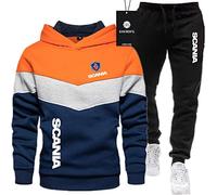 SPONYBORTY Tuta sportiva da uomo Maglione + pantaloni due pezzi Sca-Nia cuciture a tre colori più ispessimento in velluto Tuta da jogging Felpa con cappuccio Abbigliamento sportivo football/D /