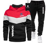 SPONYBORTY Tuta sportiva da uomo Maglione + pantaloni due pezzi Sca-Nia cuciture a tre colori più ispessimento in velluto Tuta da jogging Felpa con cappuccio Abbigliamento sportivo football/C /