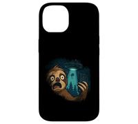 SPOOKED DIVERTENTE SLOTH PRENDERE SELFIE CON UFO scifi alieni Custodia per iPhone 14