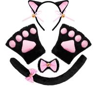 Spooktacular Creations 5 PC Kitten Kitty Cat Costume Accessorio Set per cosplay per adulti e bambini Halloween Dress Up Rose