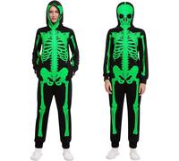 Spooktacular Creations Adulti Donne Scheletro Bagliore nel Buio Onesia Pigiama Tuta per Costume di Halloween, Trucco o Trattamento, Festa a Tema, XXL